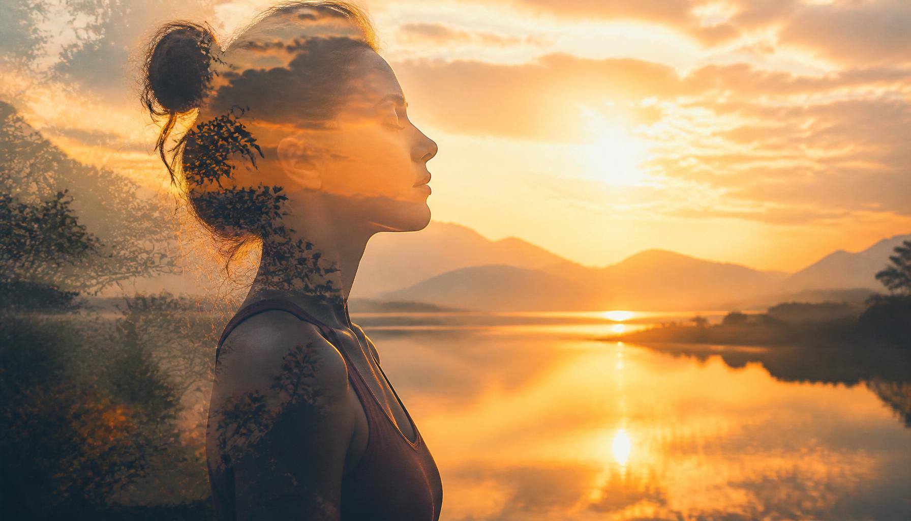 A peaceful sunrise over calm water, symbolizing renewal, clarity, and inner peace